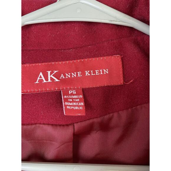 Vtg Anne Klein Sz S Red Dble Brstd Notch Collar Wool Pockets Lined Classic Coat - Picture 3 of 11